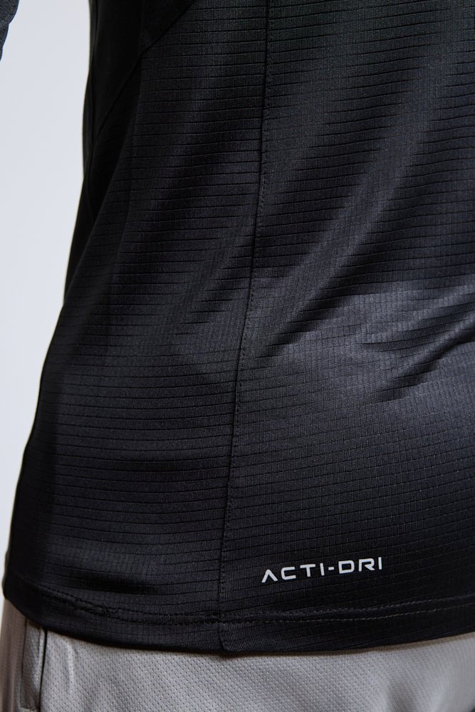 Jet Black Long Sleeve Gym Workout Performance Top