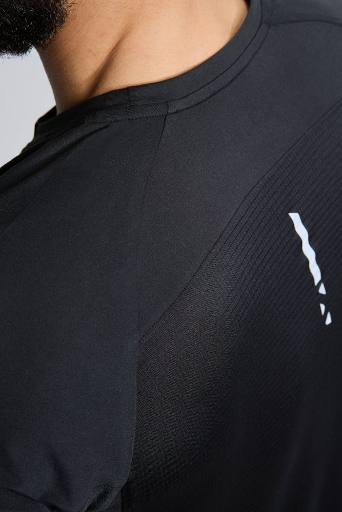 Jet Black Long Sleeve Gym Workout Performance Top