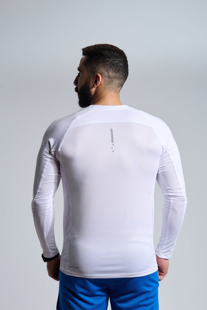 Snow White Long Sleeve Gym Workout Performance Top