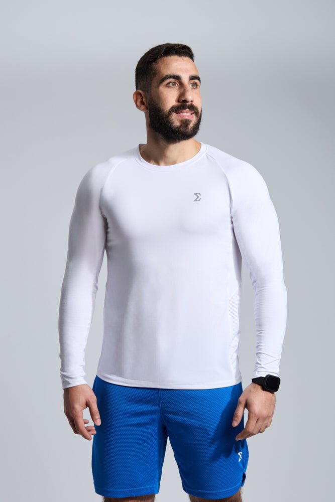 Snow White Long Sleeve Gym Workout Performance Top