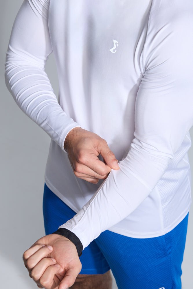 Snow White Long Sleeve Gym Workout Performance Top