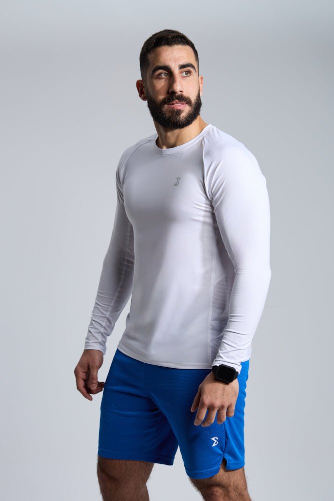 Snow White Long Sleeve Gym Workout Performance Top